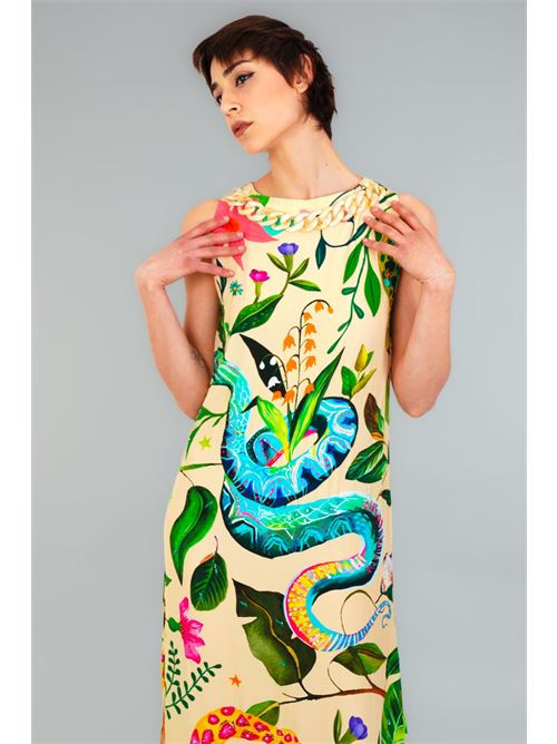 Abito fantasia in misto seta miriam stella | RE2503SAND SNAKE